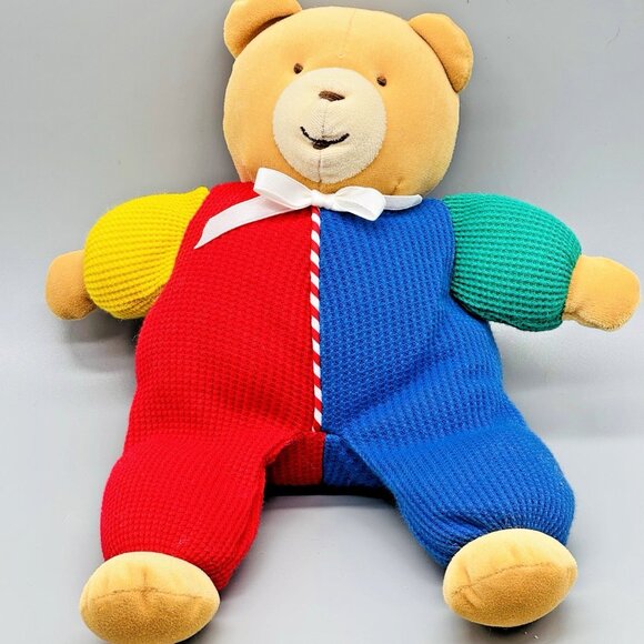 Eden Primary Colors Thermal Waffle Weave Teddy Bear Stuffed Plush 11 inch VTG